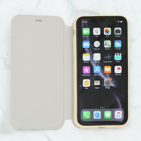 Ốp lưng iPhone XR Nắp gập Stand flip MEEKER Gold