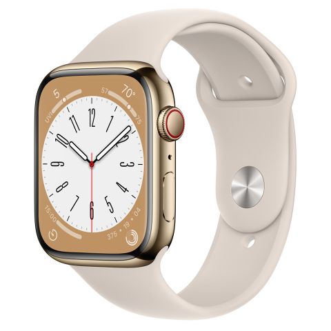 Apple Watch Series 8 Gps + Cellular 45mm Gold Stainless Steel Case With Starlight Sport Band Mnkm3vn/a