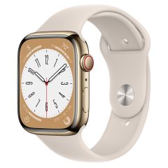  Apple Watch Series 8 Gps + Cellular 45mm Gold Stainless Steel Case With Starlight Sport Band Mnkm3vn/a 