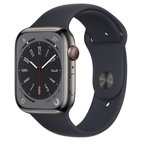 Apple Watch Series 8 Gps + Cellular 45mm Graphite Stainless Steel Case With Midnight Sport Band Mnku3vn/a