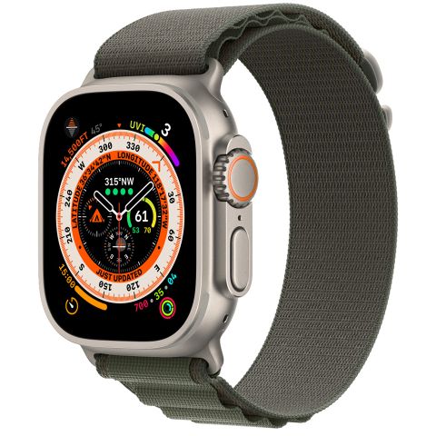 Apple Watch Ultra 49mm Gps + Cellular Titanium Case With Green Alpine Loop Size L Mqfp3vn/a