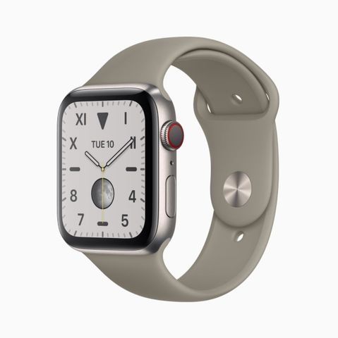 Apple Watch Series 5 Nhôm Sport (Dây Su) 44Mm Gps Trắng Alu Dây Xanh