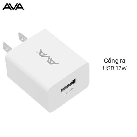 Adapter sạc USB 12W AVA ASUC62a Trắng