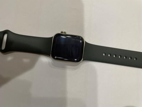 Apple Watch S6 GPS + Cellular, 40mm Gold Stainless Steel Case with Cyprus Green Sport Band - Regular (M06V3VN/A)