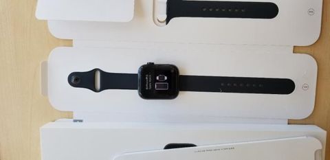 Apple Watch S6 GPS + Cellular, 44mm Space Grey Aluminium Case with Black Sport Band - Regular (MG2E3VN/A)