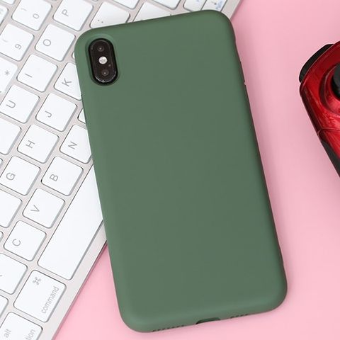 Ốp lưng iPhone Xs Max Nhựa dẻo Artifical Silicon Emboss printing MEEKER Xanh bóng đêm