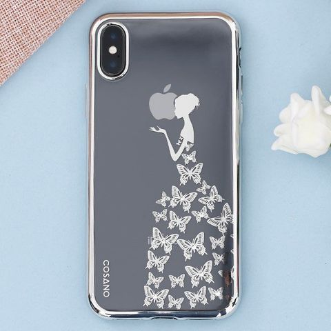 Ốp lưng iPhone X Nhựa dẻo Electroplating đầm dạ hội COSANO bạc