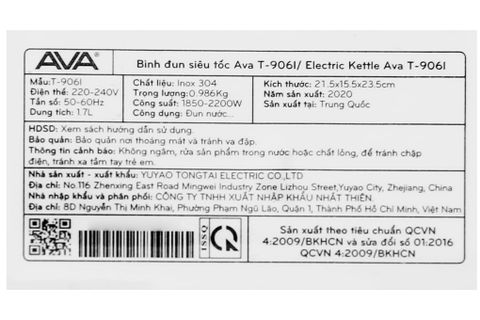 Bình đun siêu tốc Ava T-906I 1.7L