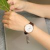 Dây da đồng hồ 18 mm nâu DVM1K5