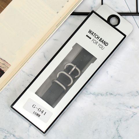 Dây da đồng hồ 16 mm đen G041