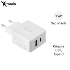  Adapter Sạc 2 cổng USB 2.4A Type-C 3A Xmobile DS165 Trắng 