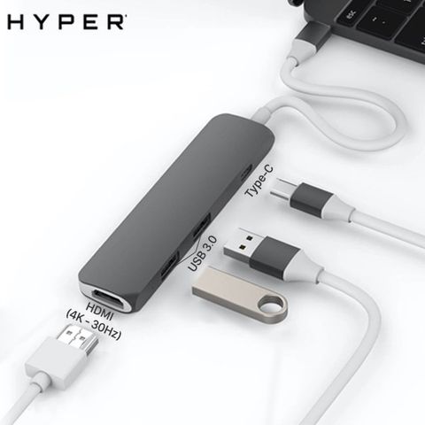 Adapter chuyển đổi Type C 4 in 1 HyperDrive GN22B Xám