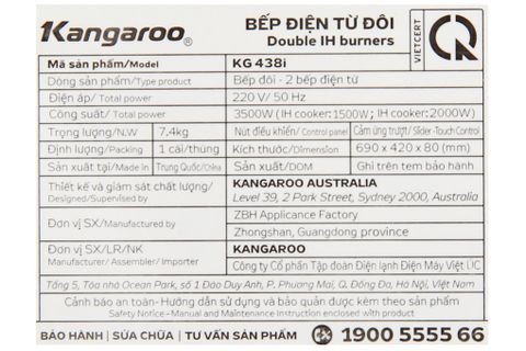 Bếp điện từ đôi Kangaroo KG438I