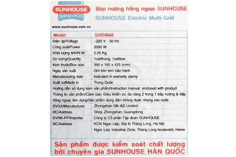 Bếp hồng ngoại Sunhouse SHD4668
