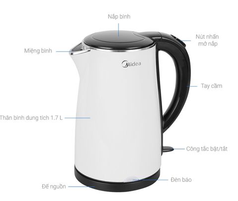 Bình Đun Siêu Tốc Midea 1.7 Lít Mk-17ds