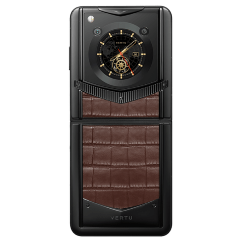 Điện Thoại Vertu Ironflip Amber Brown Bes Fee Alligator Skin