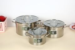  Bộ 3 nồi inox 5 đáy nắp kính Kalite KL-333 