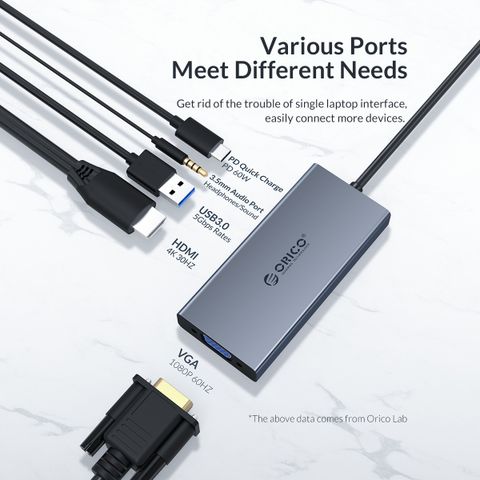 Bộ Chia Hub Type C Sang Hdmi/vga/audio/usb 3.0/ Pd Orico Mc