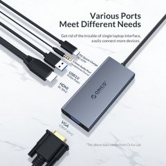  Bộ Chia Hub Type C Sang Hdmi/vga/audio/usb 3.0/ Pd Orico Mc 