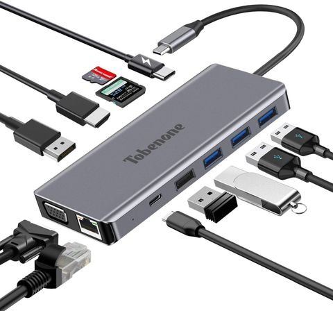 Bộ Chuyển Đổi Hub Usb C 13 Trong 1 Với Hdmi Displayport Vga, 2 Usb