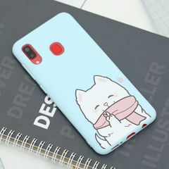  Ốp lưng Galaxy A20 nhựa dẻo in nổi emboss printing OSMIA MWGCK007 Mèo dễ thương 