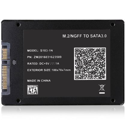 Box Chuyển M2 Sata (2242|2260|2280) Sang 2.5 Inch Black S103-1n