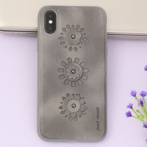 Ốp lưng iPhone X Nhựa dẻo PU Burch JM Hoa văn xám