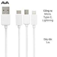  Cáp 3 đầu Lightning Type-C Micro 1 m AVA AP03-1000 