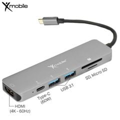  Adapter chuyển đổi Type C 6 in 1 Xmobile DS109A-WB Xám 