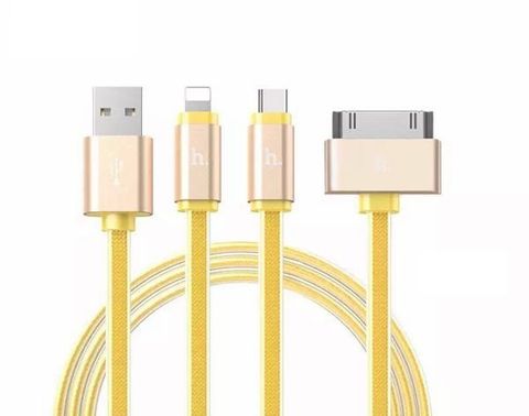 Sạc 3 đầu micro, lightning, iphone 4 hoco upl12 jelly
