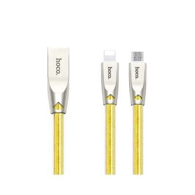 Cáp 2 đầu micro usb, lightning hoco u9