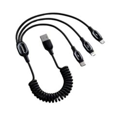  Cáp sạc PISEN lò xo 3in1 (Lightning/Type-C/ Micro) 1.2M 