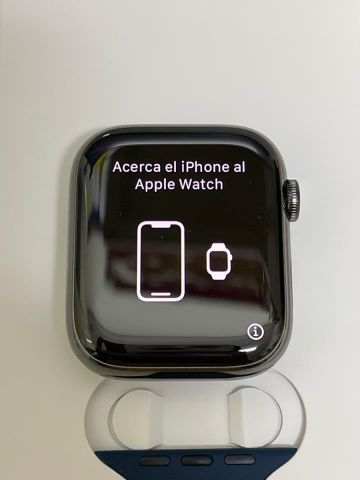 Apple Watch Series 7 GPS + Cellular, 45mm Graphite Stainless Steel Case with Abyss Blue Sport Band - Regular (MKL23VN/A)