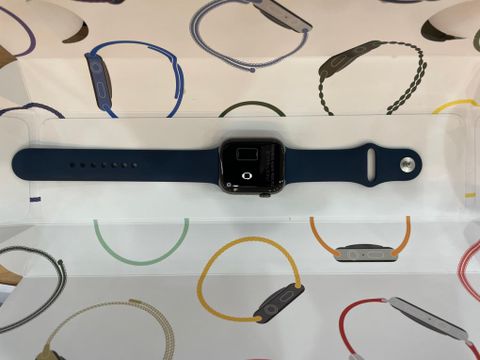 Apple Watch Series 7 GPS + Cellular, 45mm Graphite Stainless Steel Case with Abyss Blue Sport Band - Regular (MKL23VN/A)