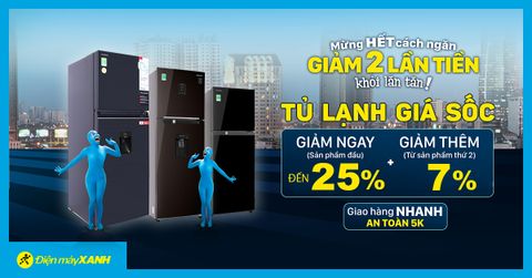 Mừng hết giãn cách, sắm ngay tủ lạnh giảm đến 25%, tối đa 3 triệu, có trả góp. Mua ngay khỏi lăn tăn