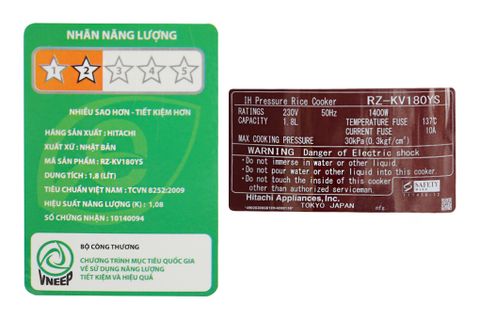 Nồi cơm điện tử Hitachi RZ-KV180YS
