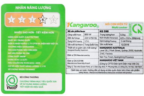 Nồi cơm điện tử Kangaroo KG598