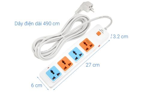 Ổ cắm điện Comet 4 lỗ 3 chấu 5m CES10405