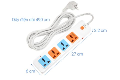 Ổ cắm điện Comet 4 lỗ 3 chấu 5m CES10405
