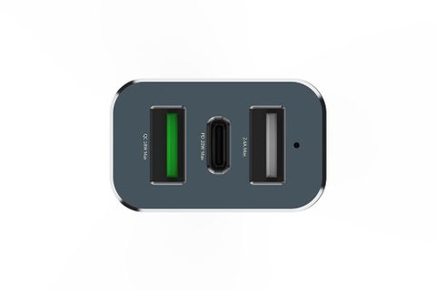 Sạc xe hơi 3 cổng USB Type C PD QC 3.0 20W Xmobile SN-156 Đen xám