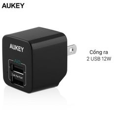  Adapter sạc 2 cổng USB 2.4A Aukey PA-U32 Đen 