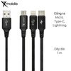 Cáp 3 đầu Lightning Type C Micro 1m Xmobile DR002 Đen