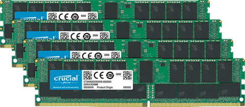 Crucial 128Gb Kit (4 X 32Gb) Ddr4-2400 Rdimm