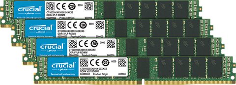 Crucial 64Gb Kit (4 X 16Gb) Ddr4 Pc4-2400 Vlp Rdimm