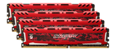  Crucial Ballistix Sport Lt Red 16Gb Kit (4 X 4Gb) Ddr4-2666 Udimm 