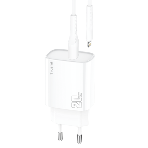 Sạc Trusmi cổng USB-C PD 20W kèm cáp type-C to Lightning 20W (EU) CH10