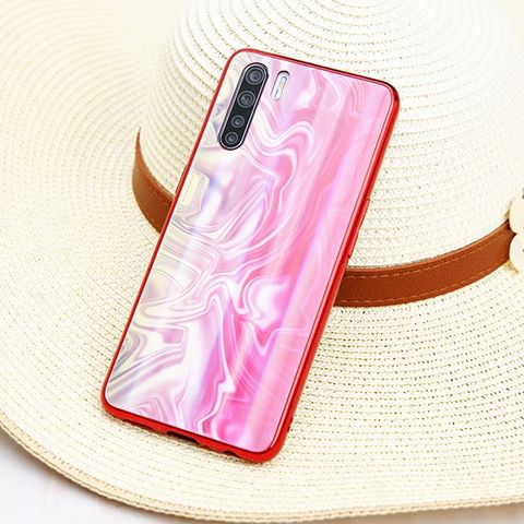 Ốp lưng OPPO A91 nhựa cứng viền dẻo GLASS PORE JM Trắng đo