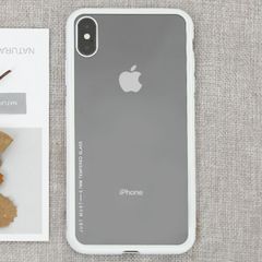  Ốp lưng iPhone XS Max Nhựa cứng viền dẻo Glass simple II JM trắng 