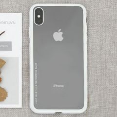  Ốp lưng iPhone XS Max Nhựa cứng viền dẻo Glass simple II JM trắng 
