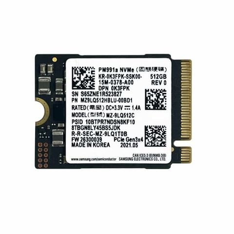Ssd Samsung Pm991a 512gb M2 2230 Pcie Nvme Gen 3×4 Mz9lq512hblu-00bd1